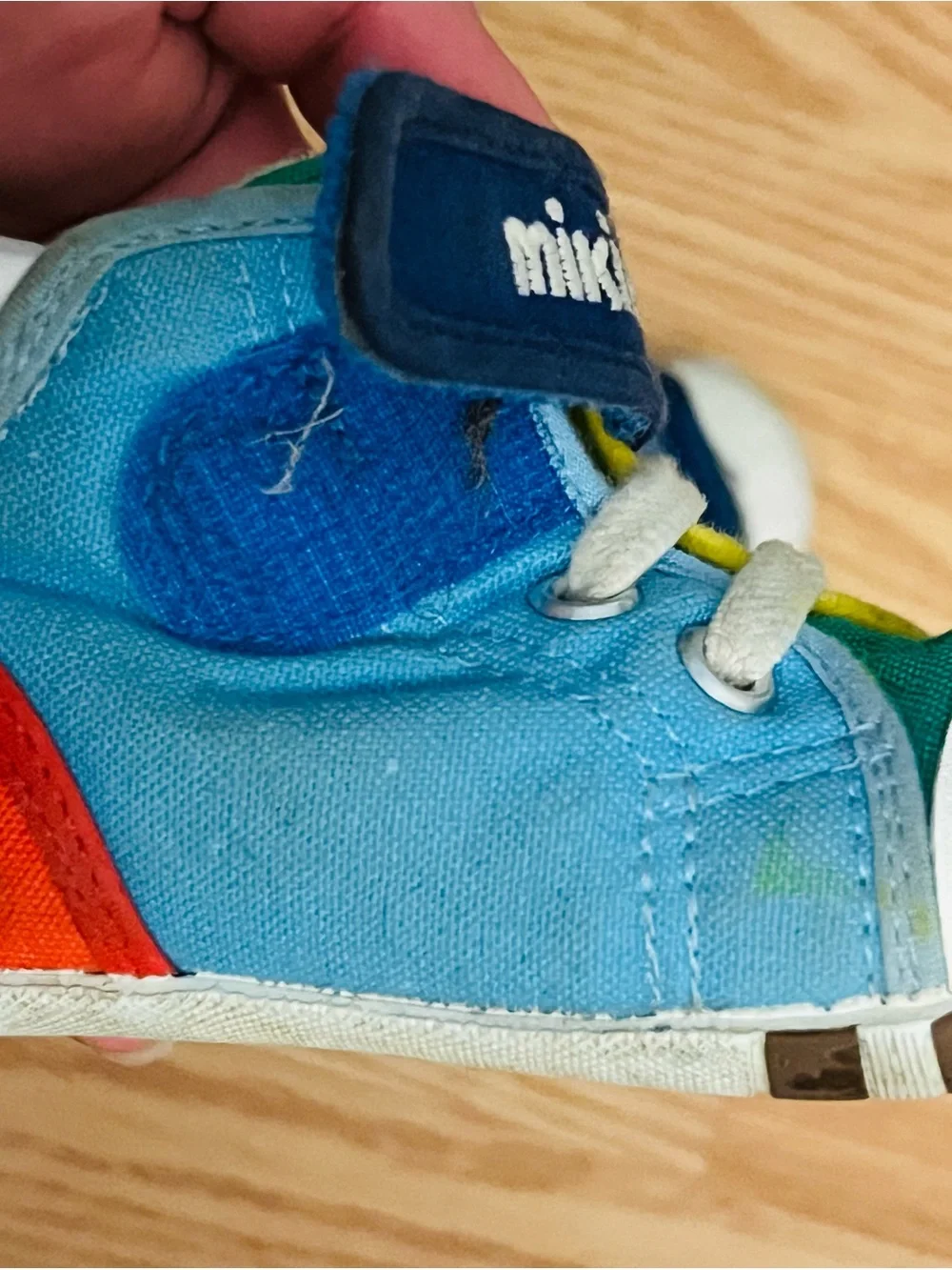 Kids Mini House Colorblock Baby Walker Sneakers in Blue, Yellow & Green